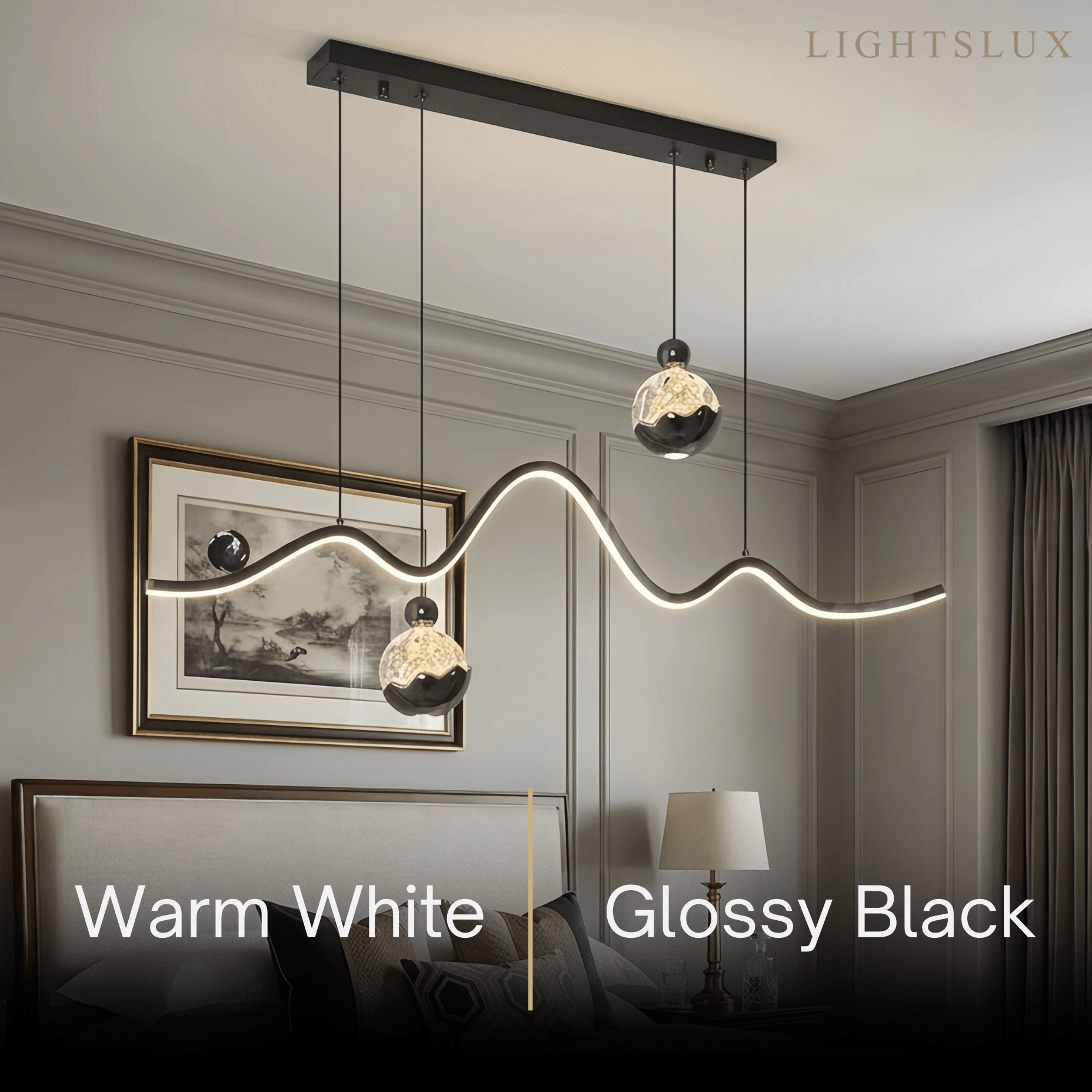 Modern Pendant Light — Iron & Aluminum Glossy Black