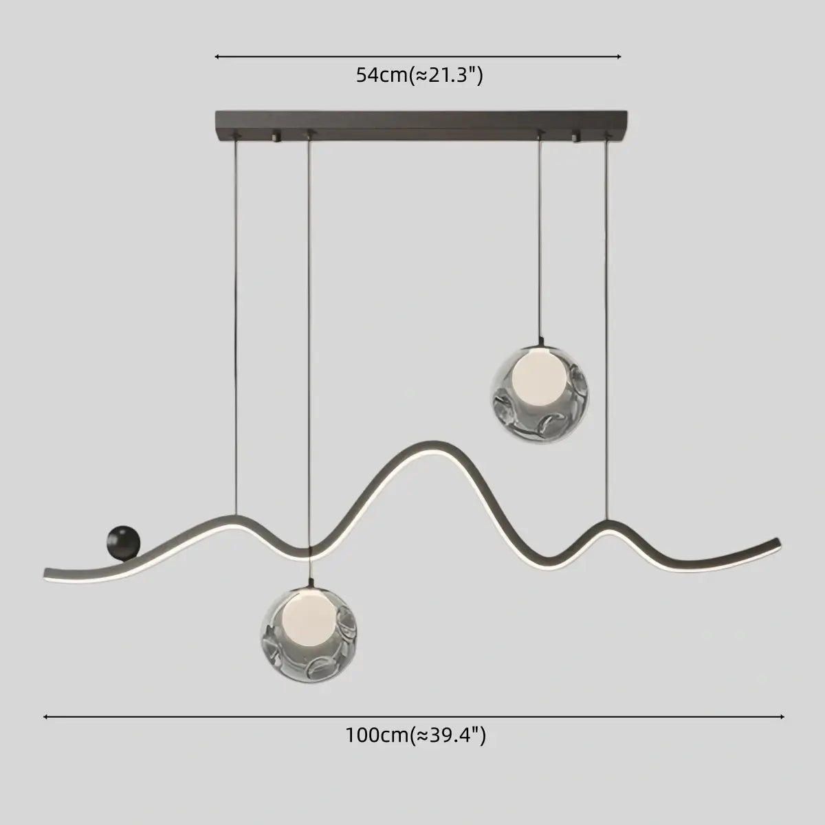 Modern Pendant Light — Iron & Aluminum Glossy Black