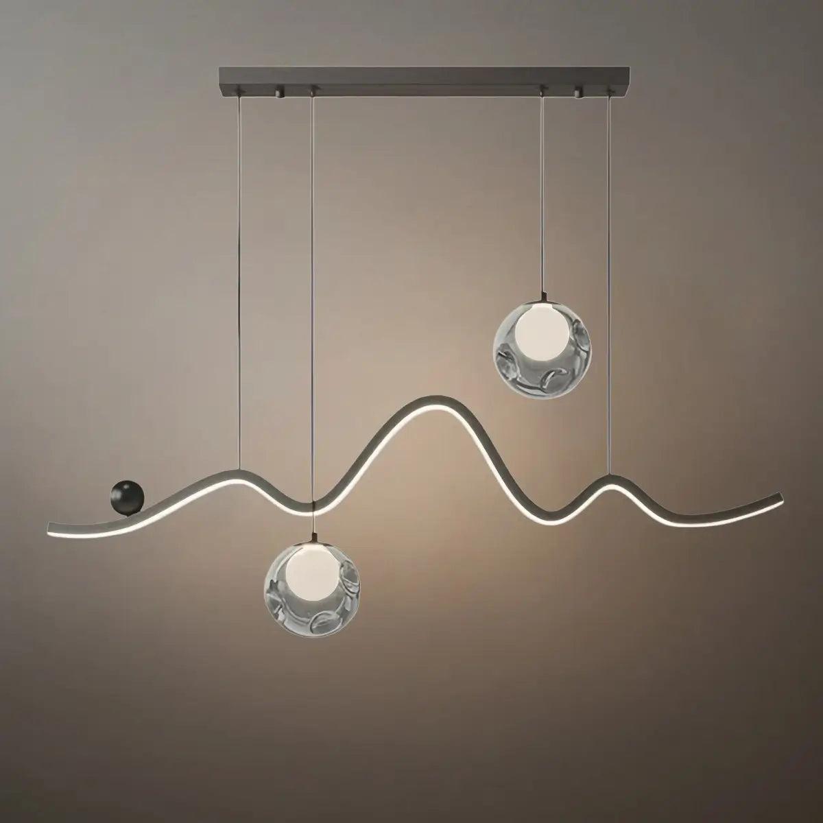 Modern Pendant Light — Iron & Aluminum Glossy Black