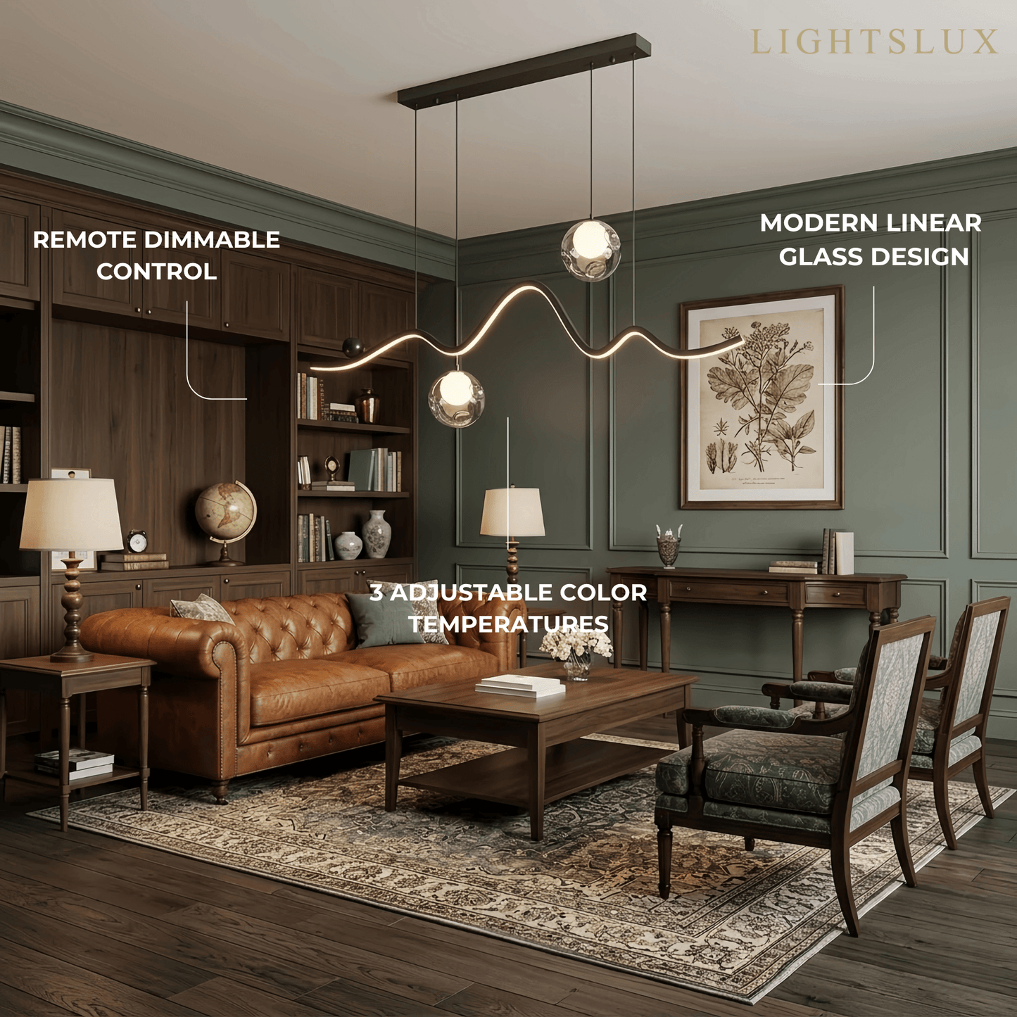 Modern Pendant Light — Iron & Aluminum Glossy Black