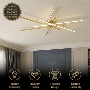 Modern Luxury Semi-Flush Mount Ceiling Light — Brass & Silicone Gold