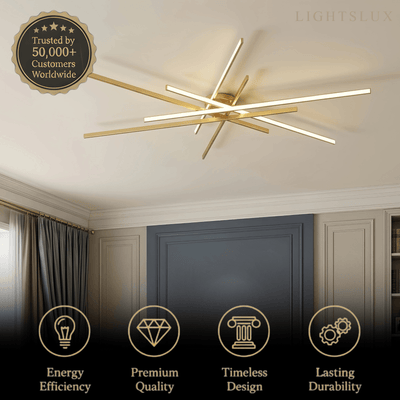 Modern Luxury Semi-Flush Mount Ceiling Light — Brass & Silicone Gold