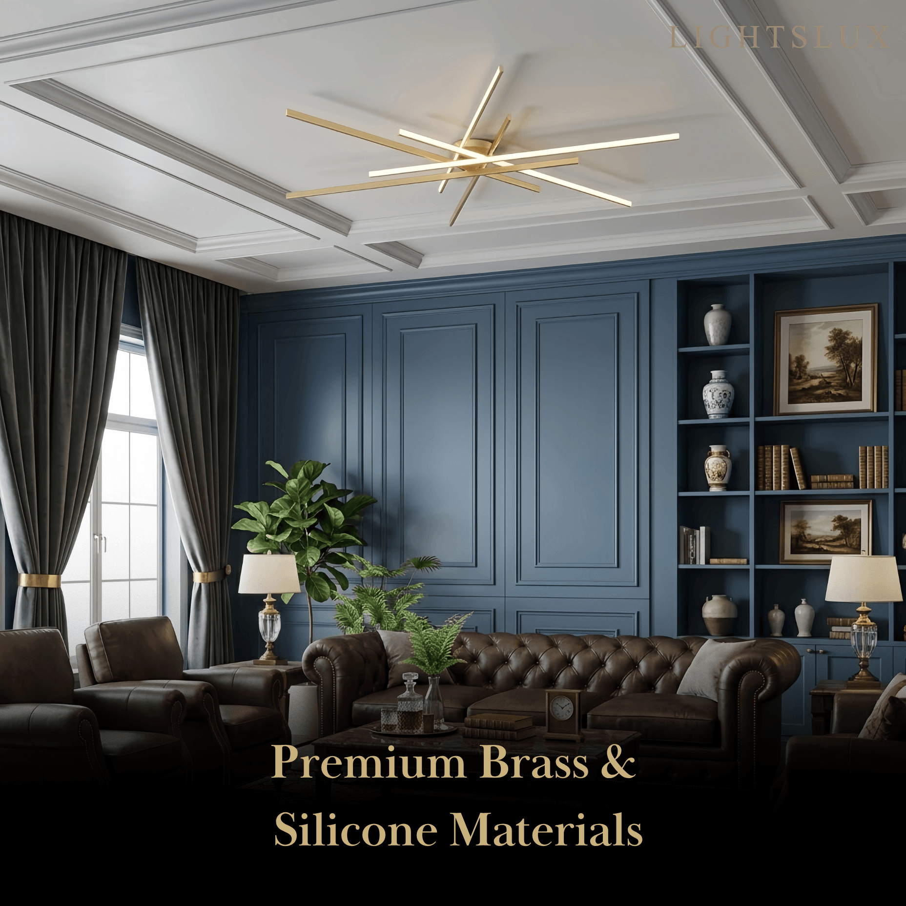 Modern Luxury Semi-Flush Mount Ceiling Light — Brass & Silicone Gold