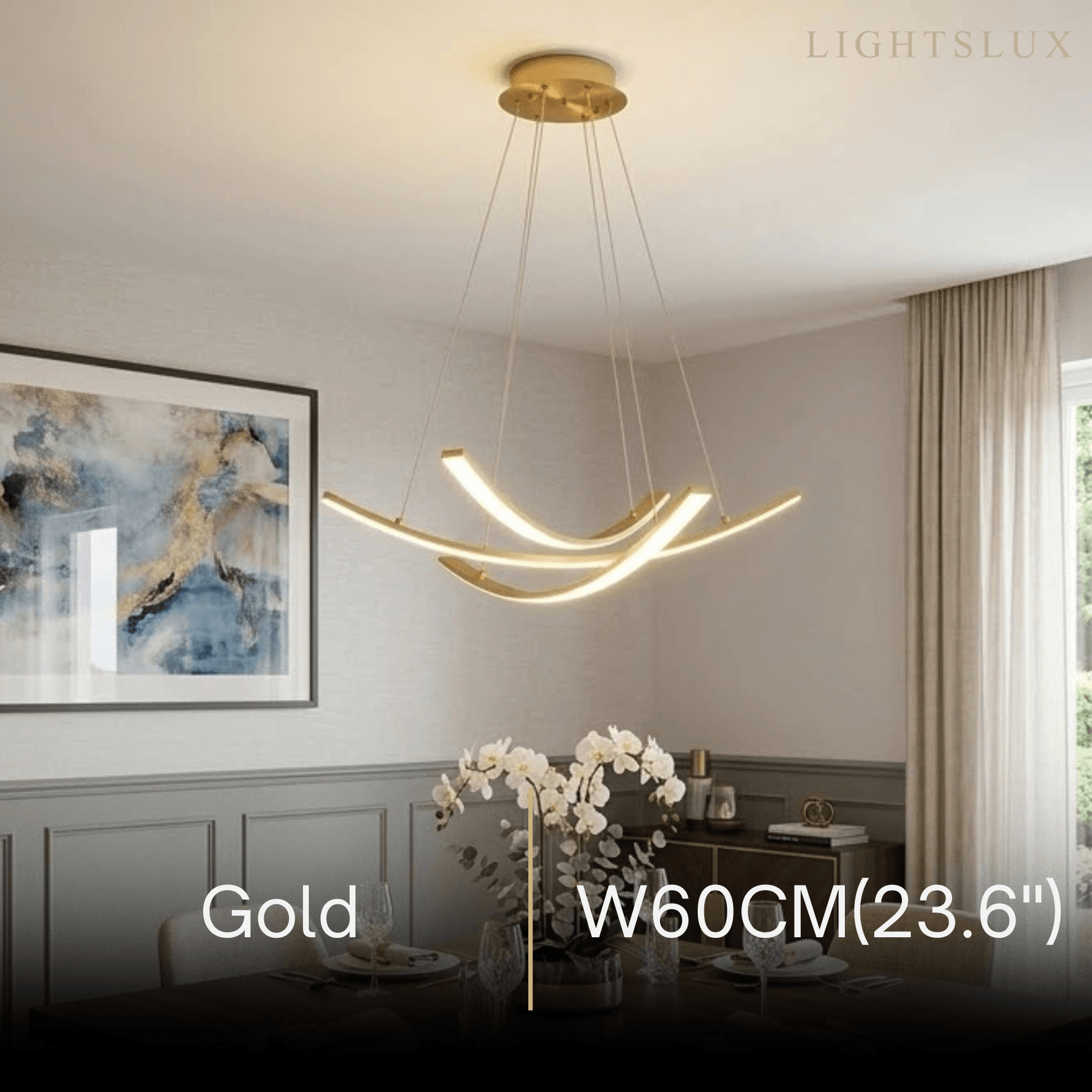 Modern Minimalist Chandelier — Brass Gold
