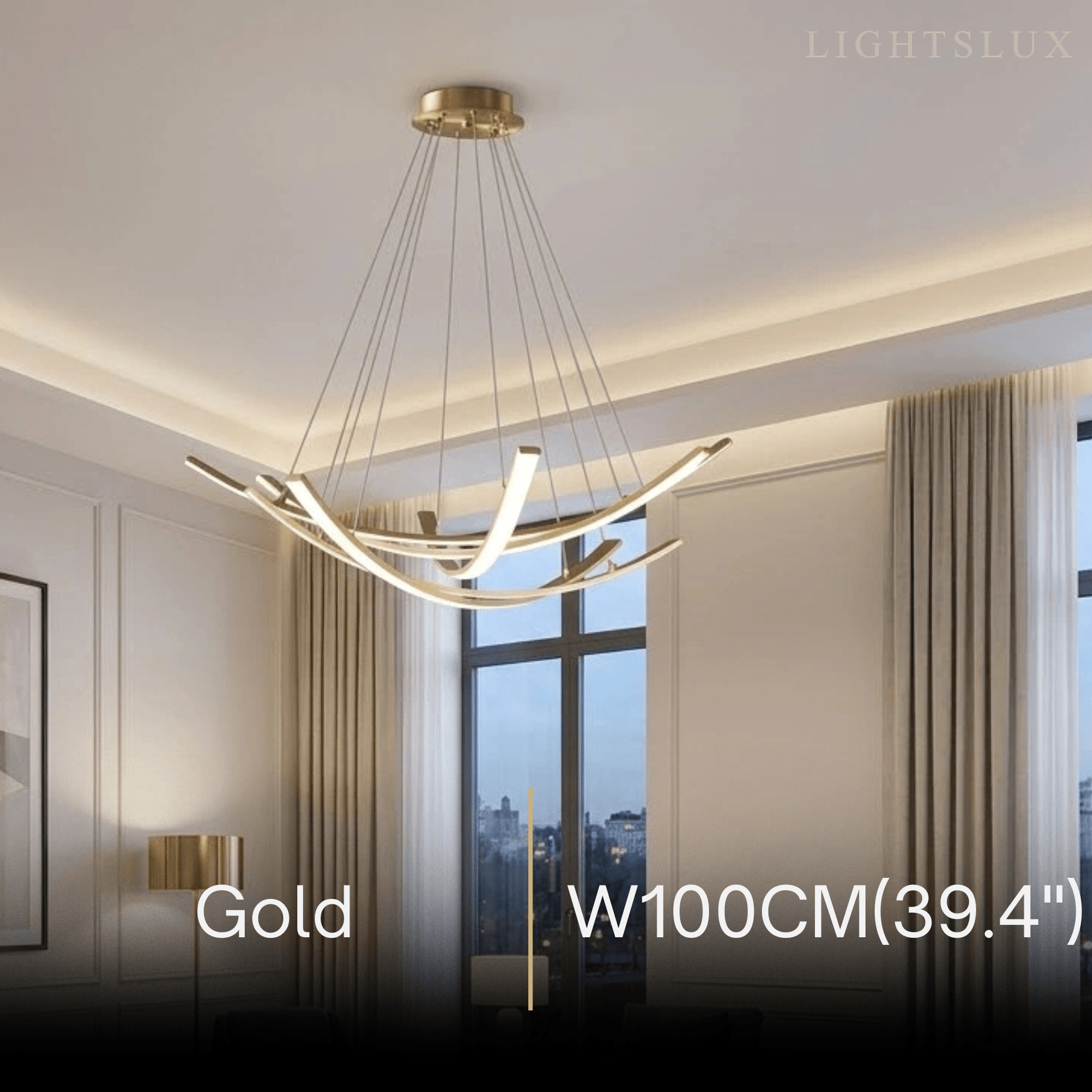 Modern Minimalist Chandelier — Brass Gold