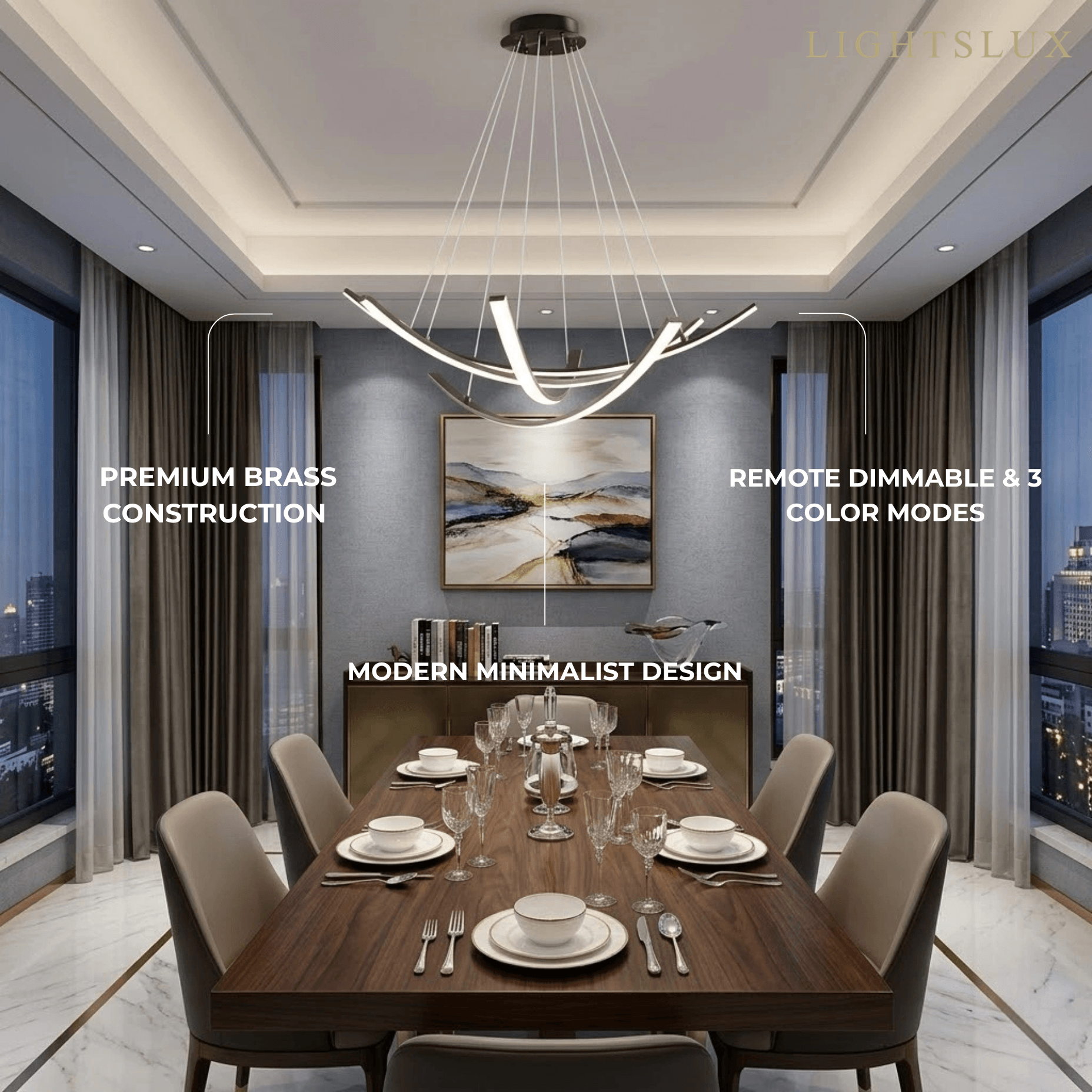 Modern Minimalist Chandelier — Brass Gold