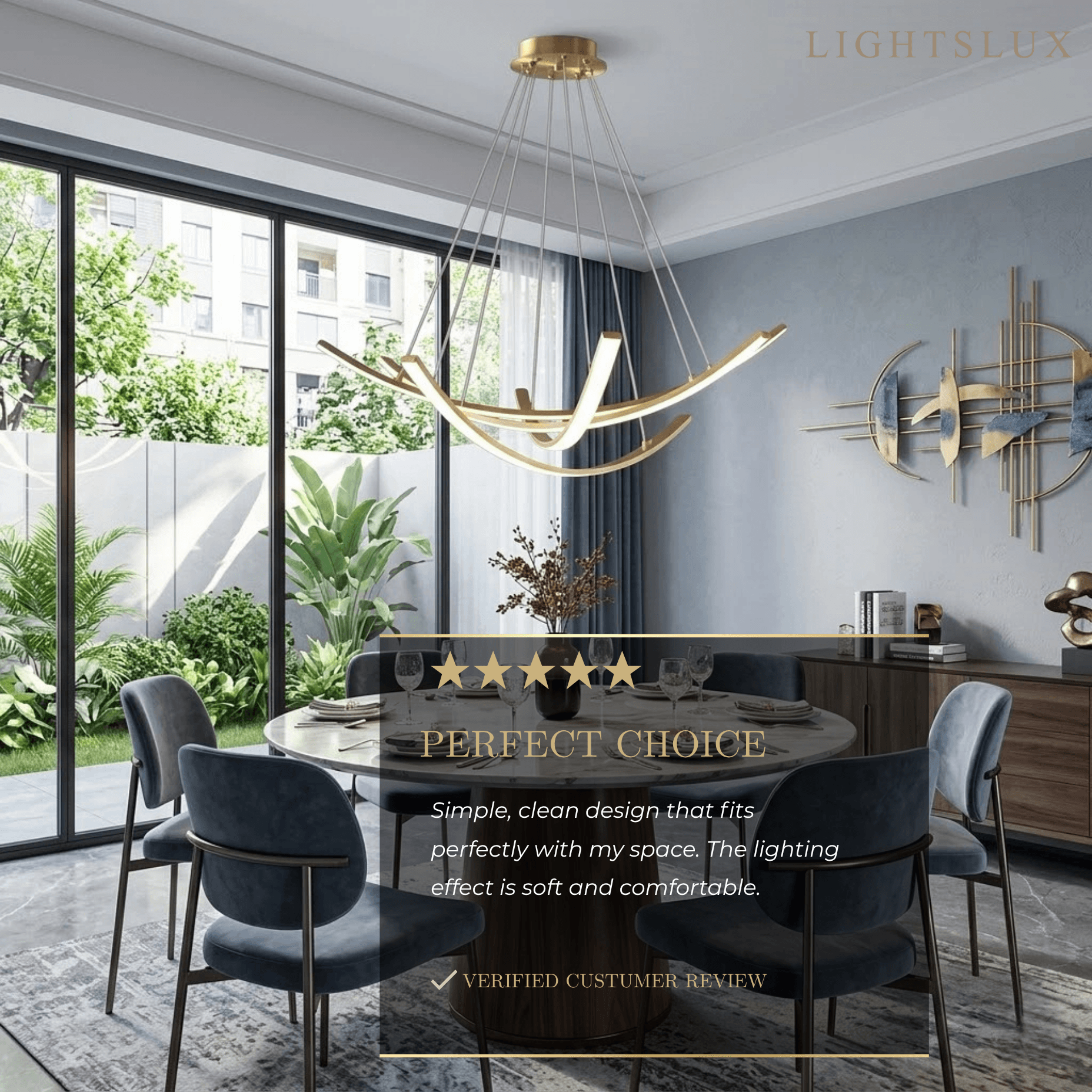 Modern Minimalist Chandelier — Brass Gold