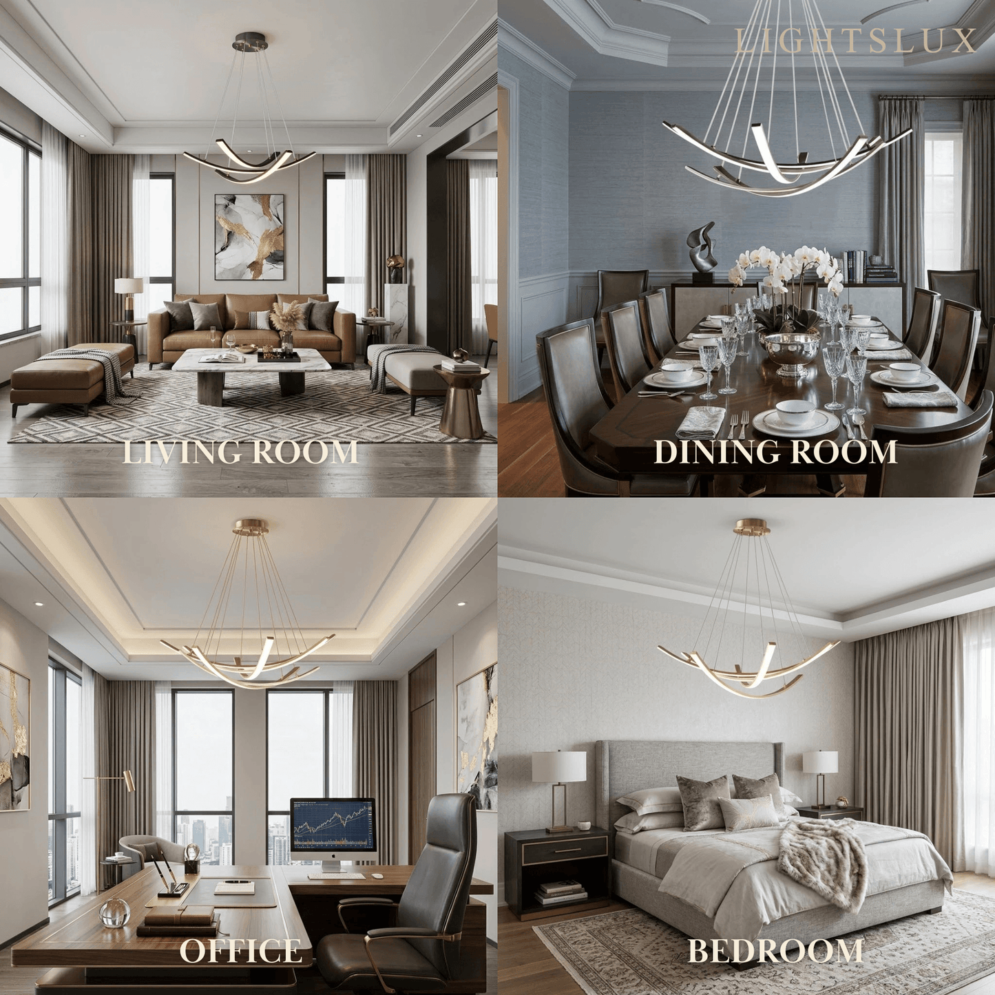 Modern Minimalist Chandelier — Brass Gold