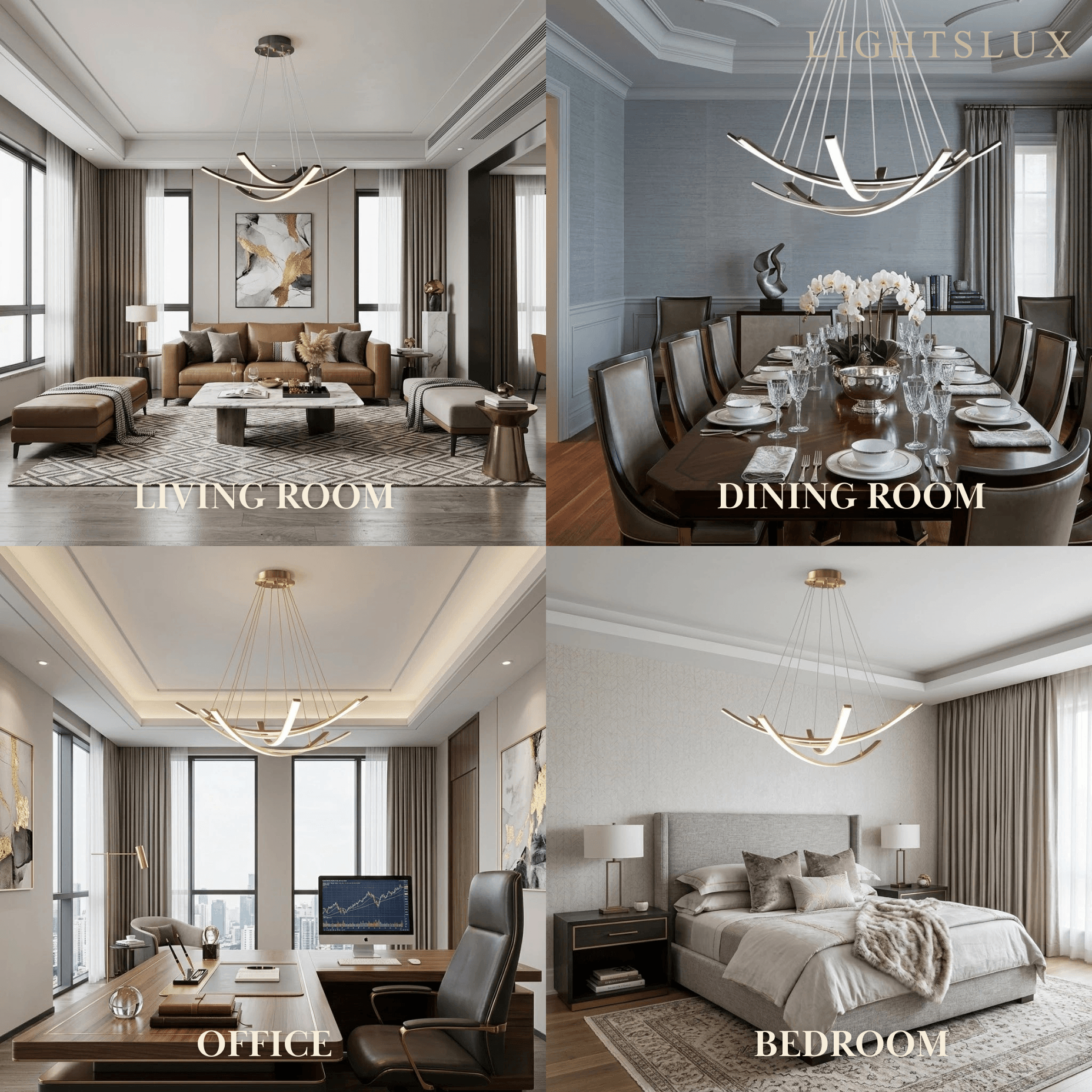 Modern Minimalist Chandelier — Brass Gold