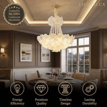Elegant Crystal Chandelier -- Iron & Glass