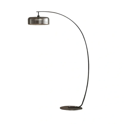 Modern Floor Lamp -- Iron & Glass Amber or Smoky Grey