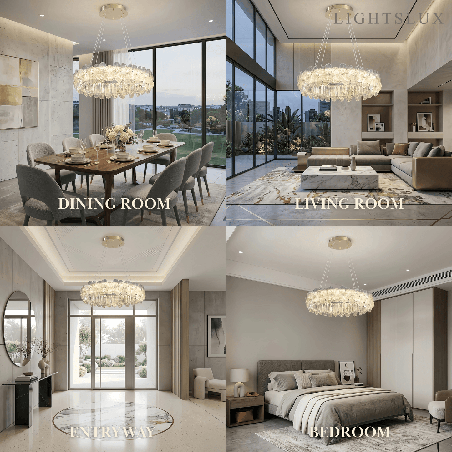 Modern Luxury Crystal Chandelier -- Stainless Steel & Glass