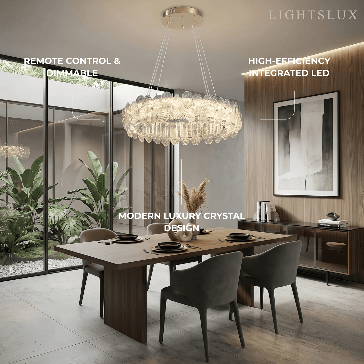 Modern Luxury Crystal Chandelier -- Stainless Steel & Glass