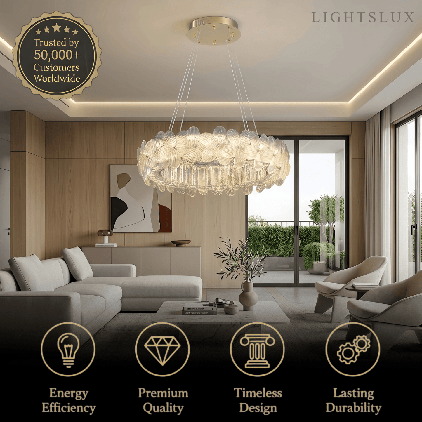 Modern Luxury Crystal Chandelier -- Stainless Steel & Glass