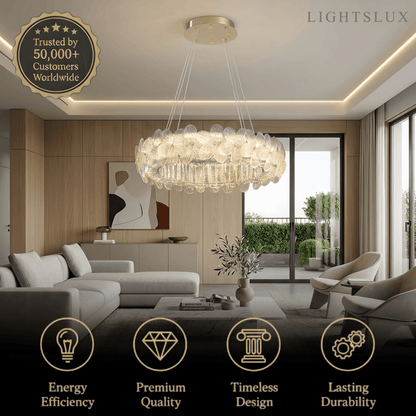 Modern Luxury Crystal Chandelier -- Stainless Steel & Glass