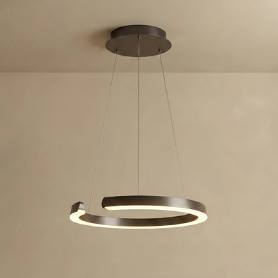 Sandora Modern Multi-Ring Chandelier – C-Shape Black Aluminum