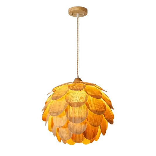 Minimalist Wood Pendant Light -- Natural Log Finish