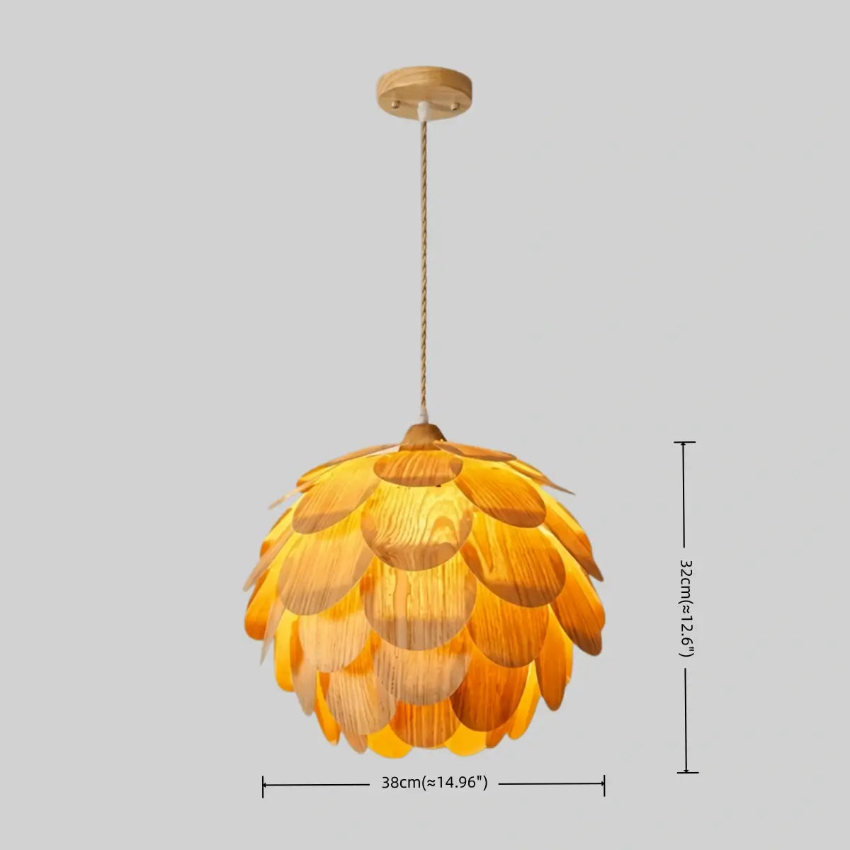 Minimalist Wood Pendant Light -- Natural Log Finish