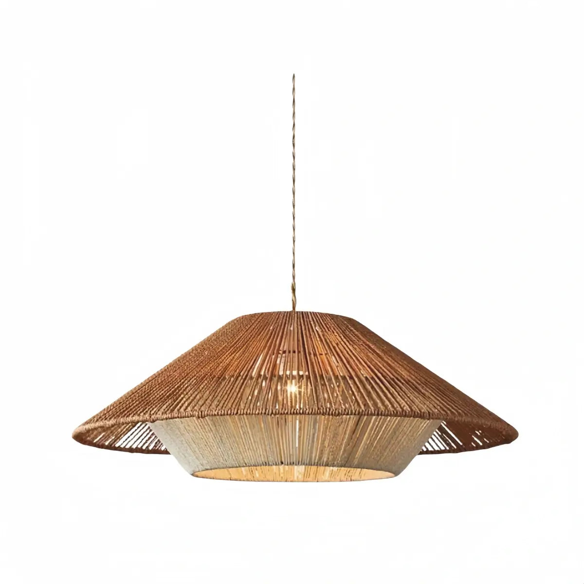 Natural Hemp Rope Pendant Light -- Iron & Linen Color