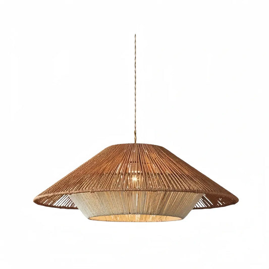 Natural Hemp Rope Pendant Light -- Iron & Linen Color