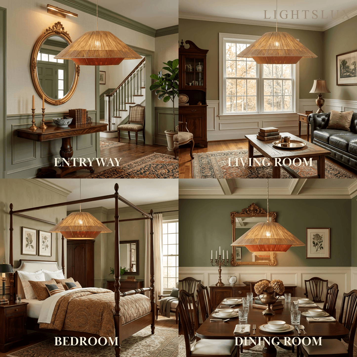 Natural Hemp Rope Pendant Light -- Iron & Linen Color
