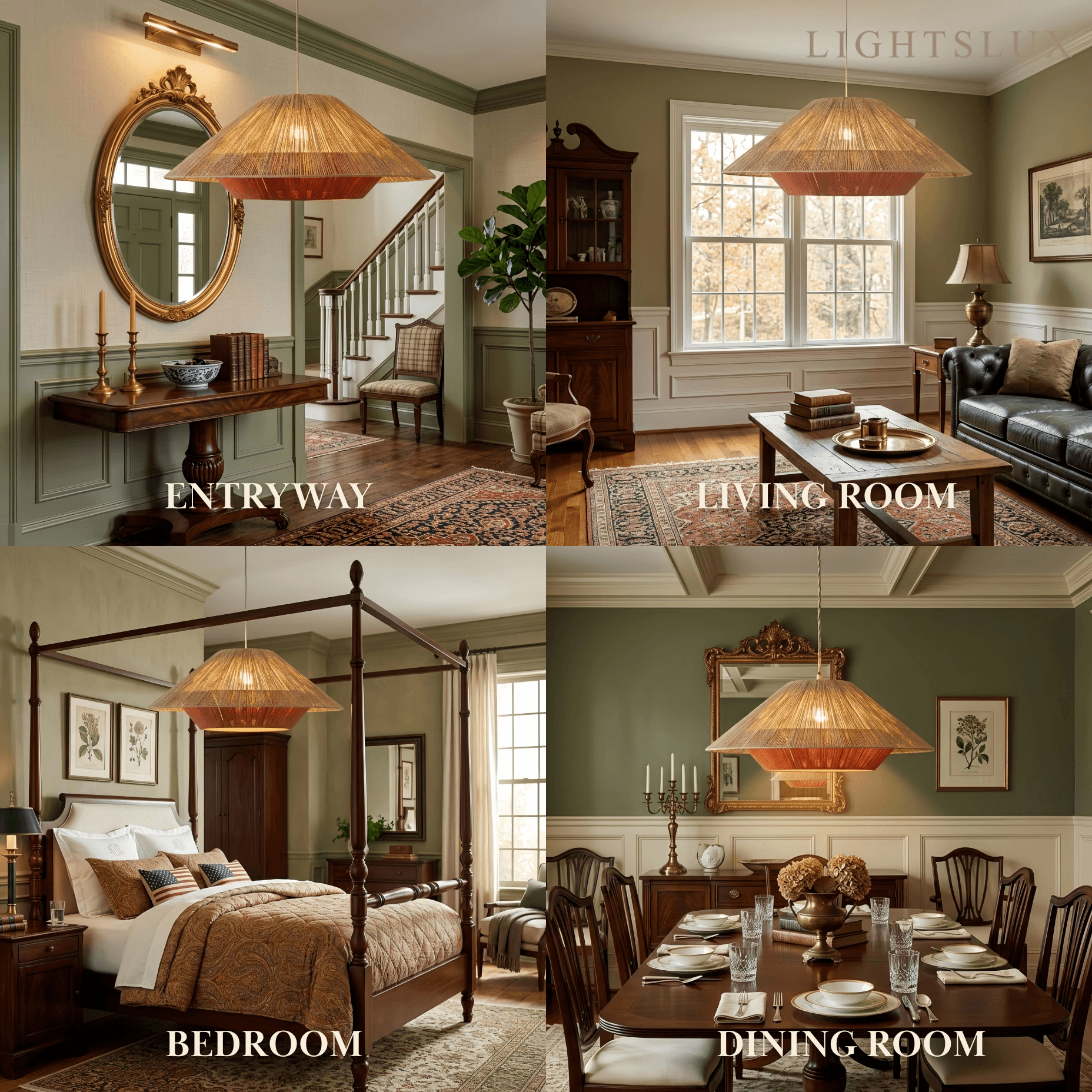 Natural Hemp Rope Pendant Light -- Iron & Linen Color