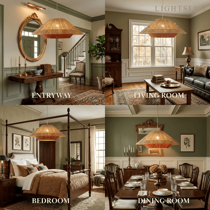 Natural Hemp Rope Pendant Light -- Iron & Linen Color