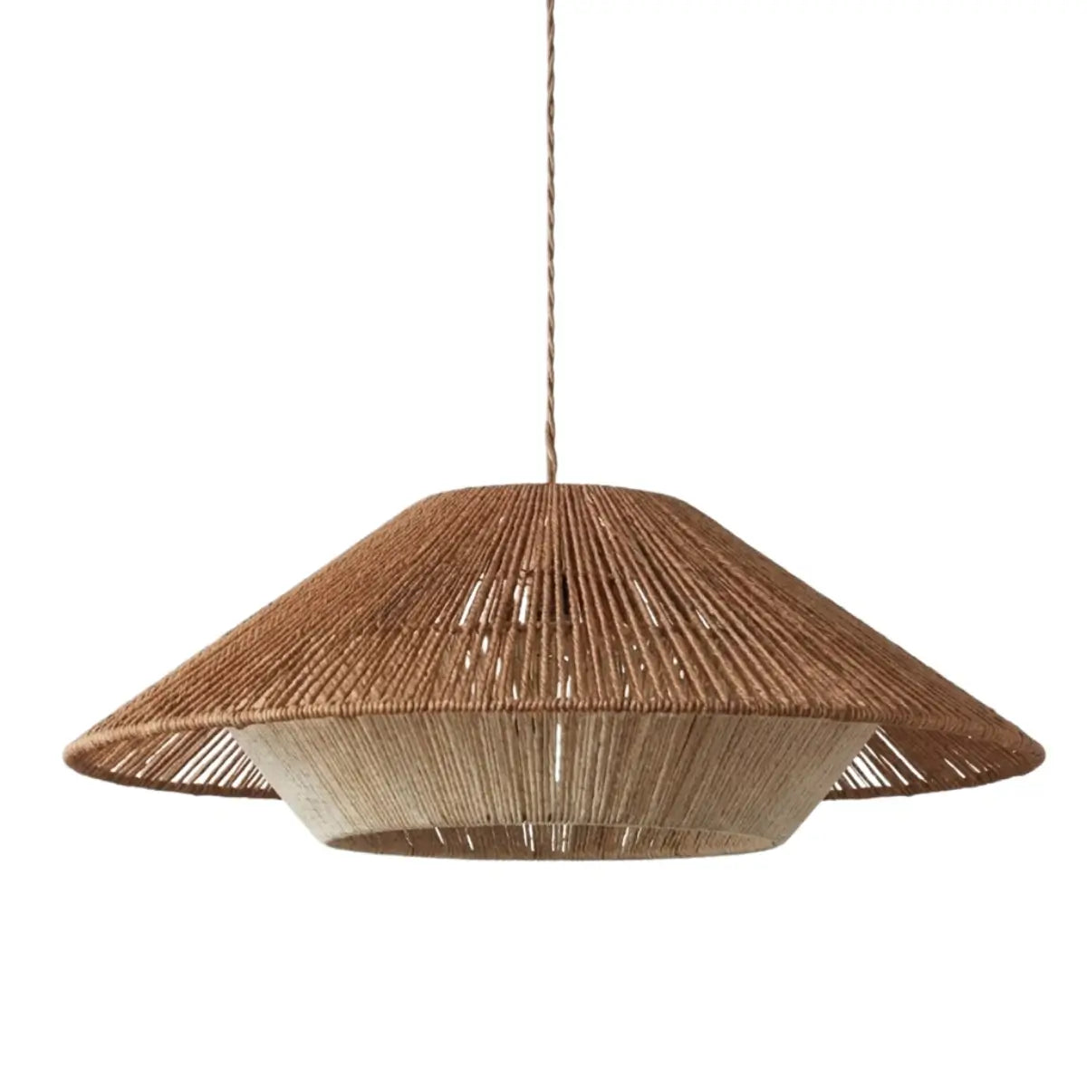 Natural Hemp Rope Pendant Light -- Iron & Linen Color
