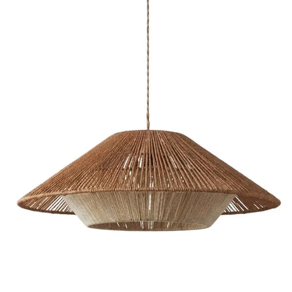 Natural Hemp Rope Pendant Light -- Iron & Linen Color