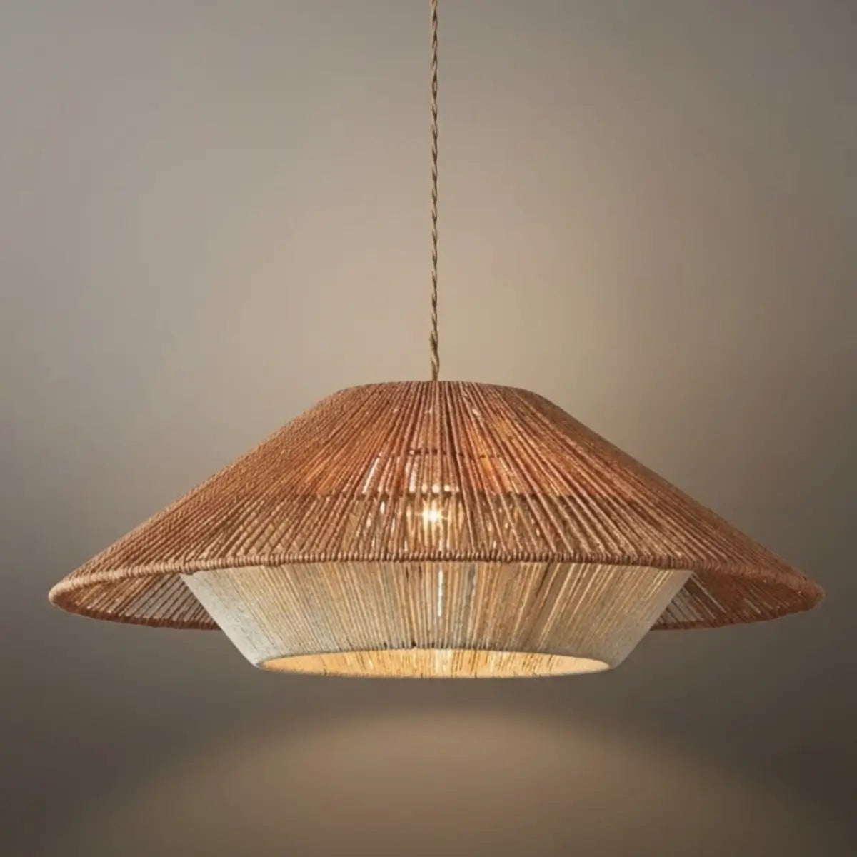 Natural Hemp Rope Pendant Light -- Iron & Linen Color