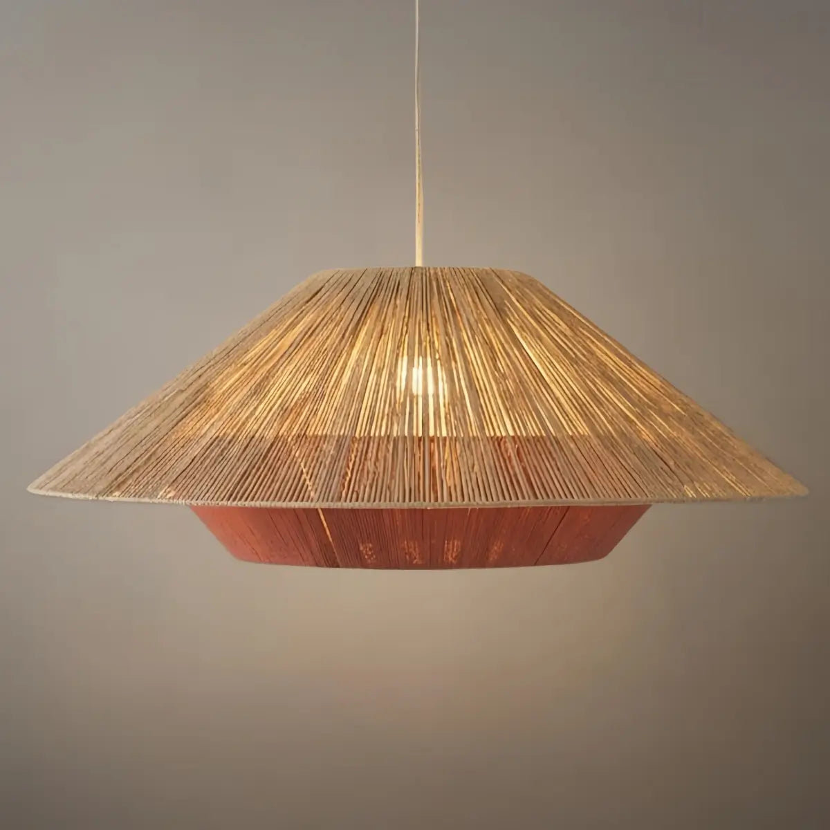 Natural Hemp Rope Pendant Light -- Iron & Linen Color