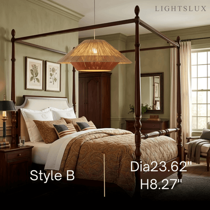 Natural Hemp Rope Pendant Light -- Iron & Linen Color