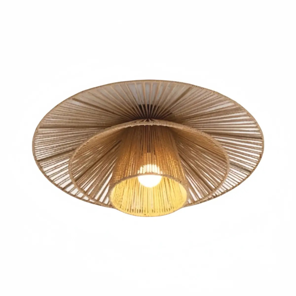 Natural Hemp Rope Flush Mount Ceiling Light -- Woven Linen Color