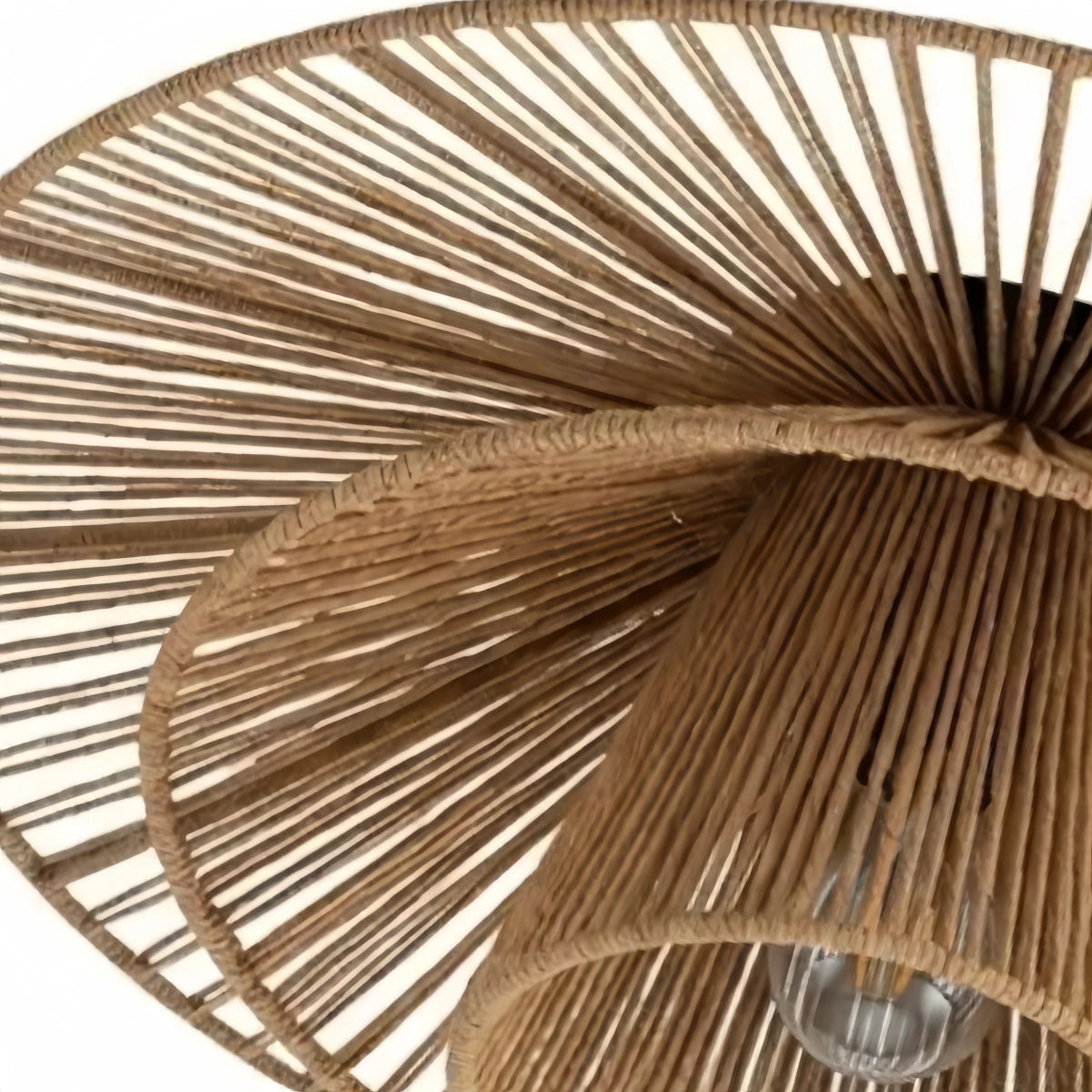 Lámpara de techo empotrada Zenno con cuerda de cáñamo natural - Color lino tejido para dormitorio