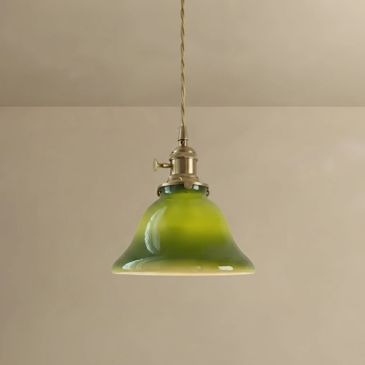 Irondale Vintage Green Glass Pendant Light -- Brass Accent for Dining Room Restaurant