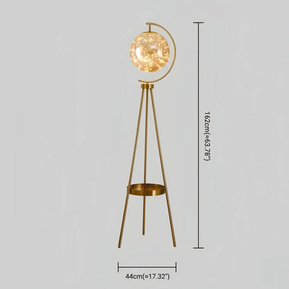 Modern Glass Ball Tripod Floor Lamp with Tray -- Gold or Black