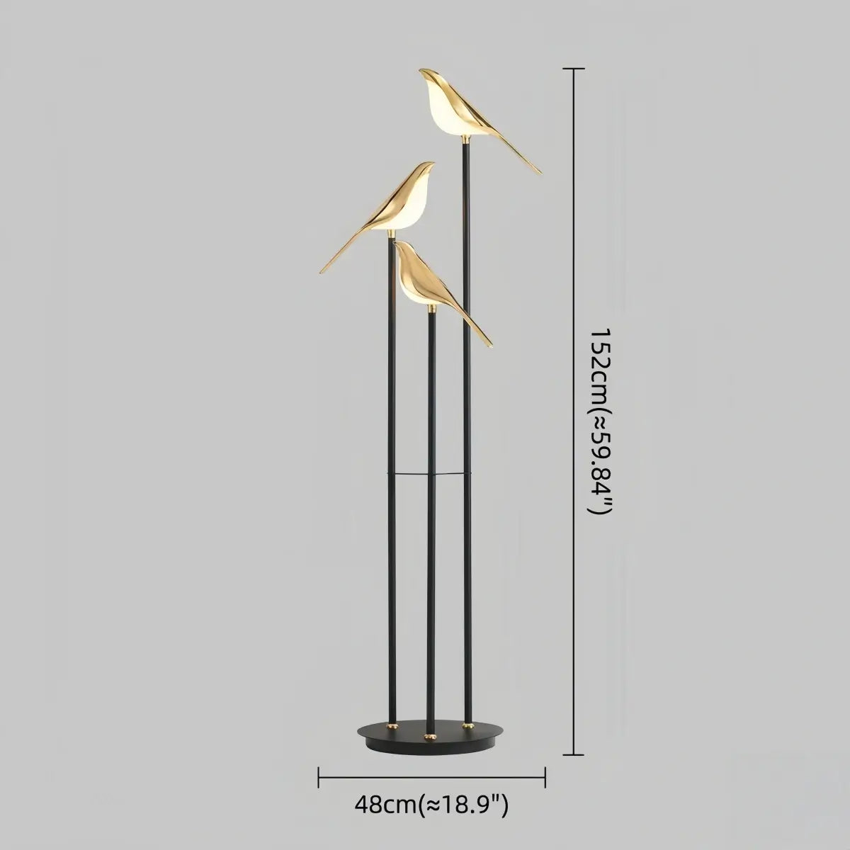 Nordic Floor Lamp with Adjustable Heads -- Black & Gold Iron Acrylic