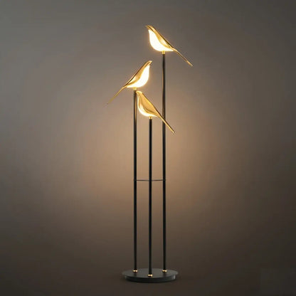 Nordic Floor Lamp with Adjustable Heads -- Black & Gold Iron Acrylic