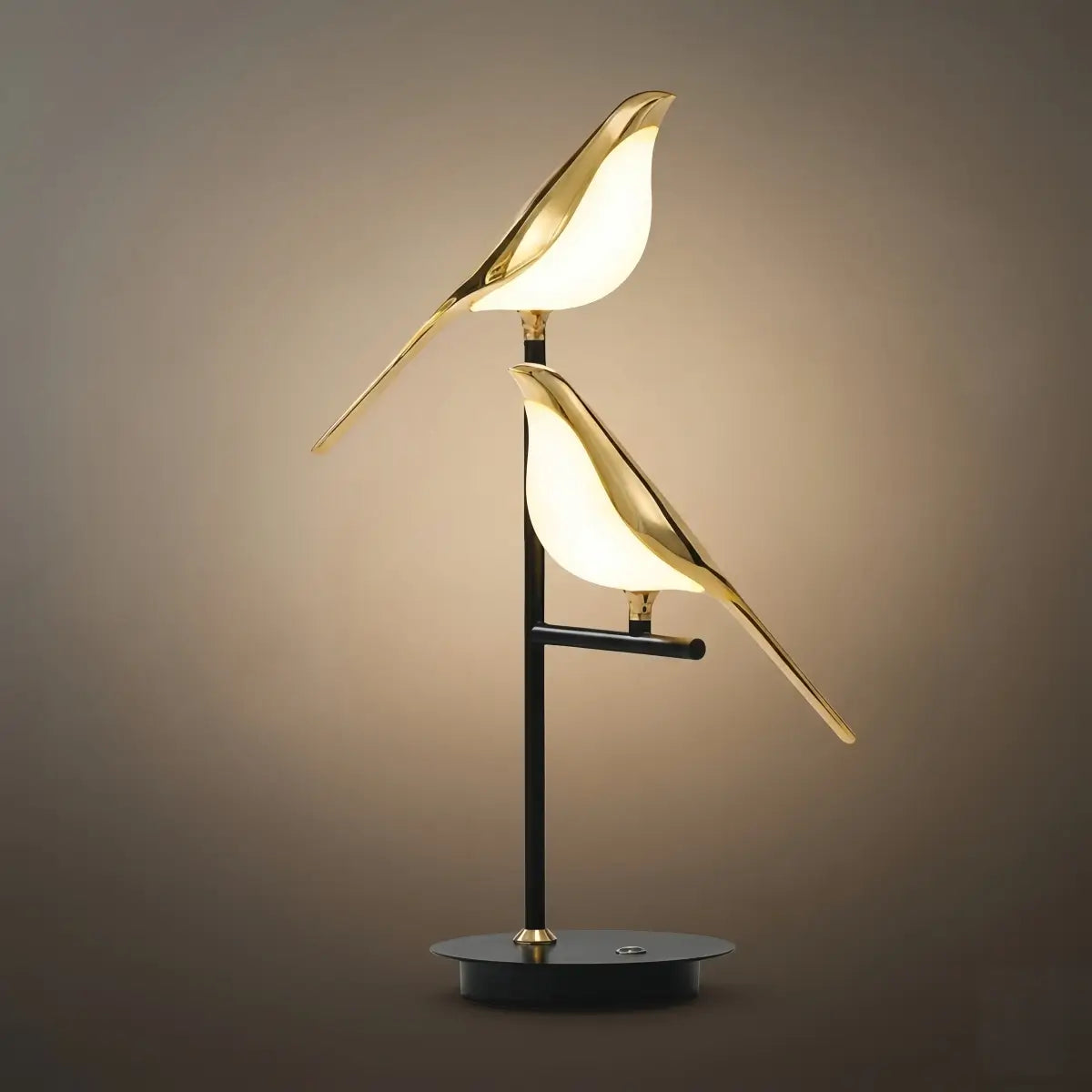 Modern Acrylic Bird Table Lamp -- Adjustable Black & Gold 