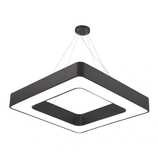Modern Square Pendant Light -- Black Iron Acrylic