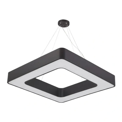 Modern Square Pendant Light -- Black Iron Acrylic