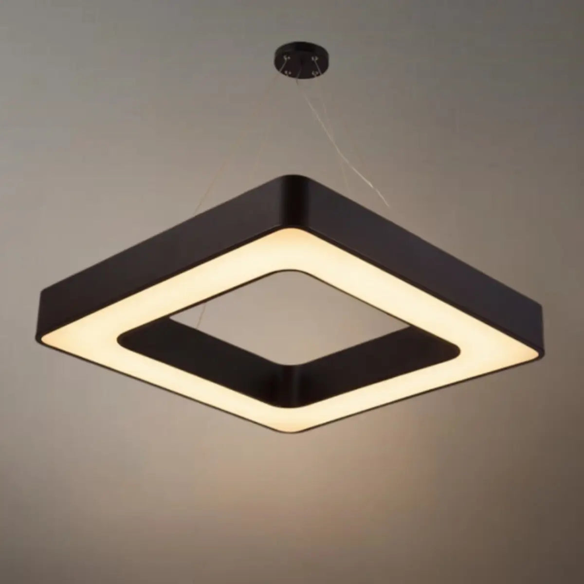 Modern Square Pendant Light -- Black Iron Acrylic