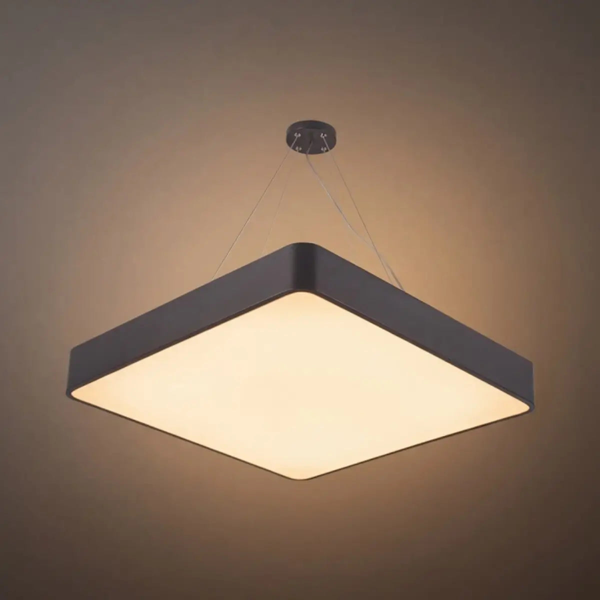 Modern Square Pendant Light -- Black Iron Acrylic