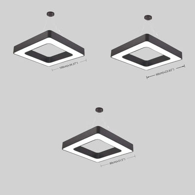 Modern Square Pendant Light -- Black Iron Acrylic