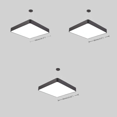 Modern Square Pendant Light -- Black Iron Acrylic