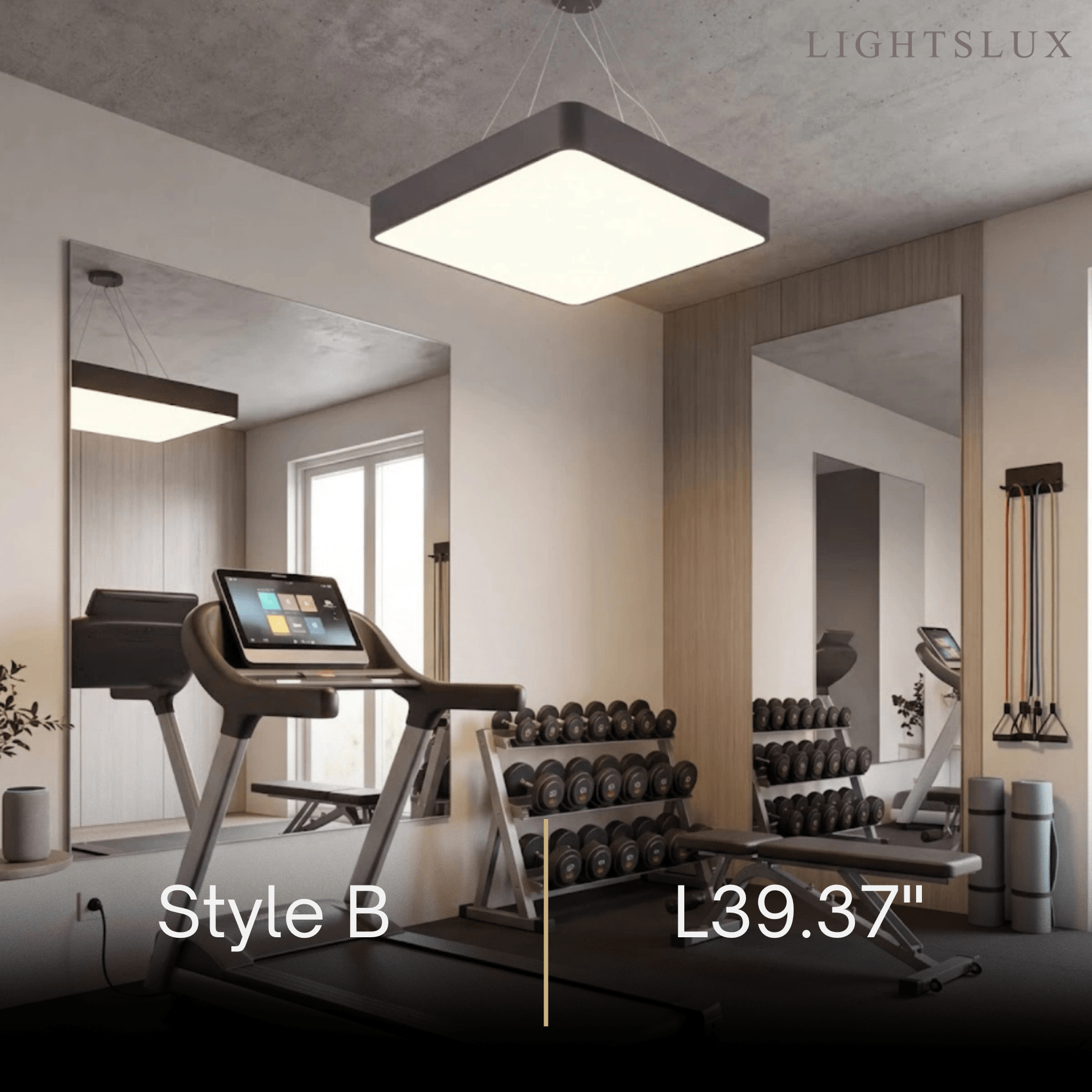 Modern Square Pendant Light -- Black Iron Acrylic