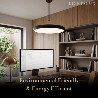 Modern Round Pendant Light -- Iron Acrylic Black or White