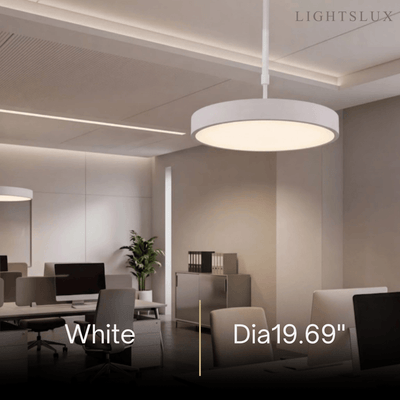 Modern Round Pendant Light -- Iron Acrylic Black or White