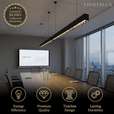 Modern Linear Pendant Light -- Aluminum Acrylic Black or White