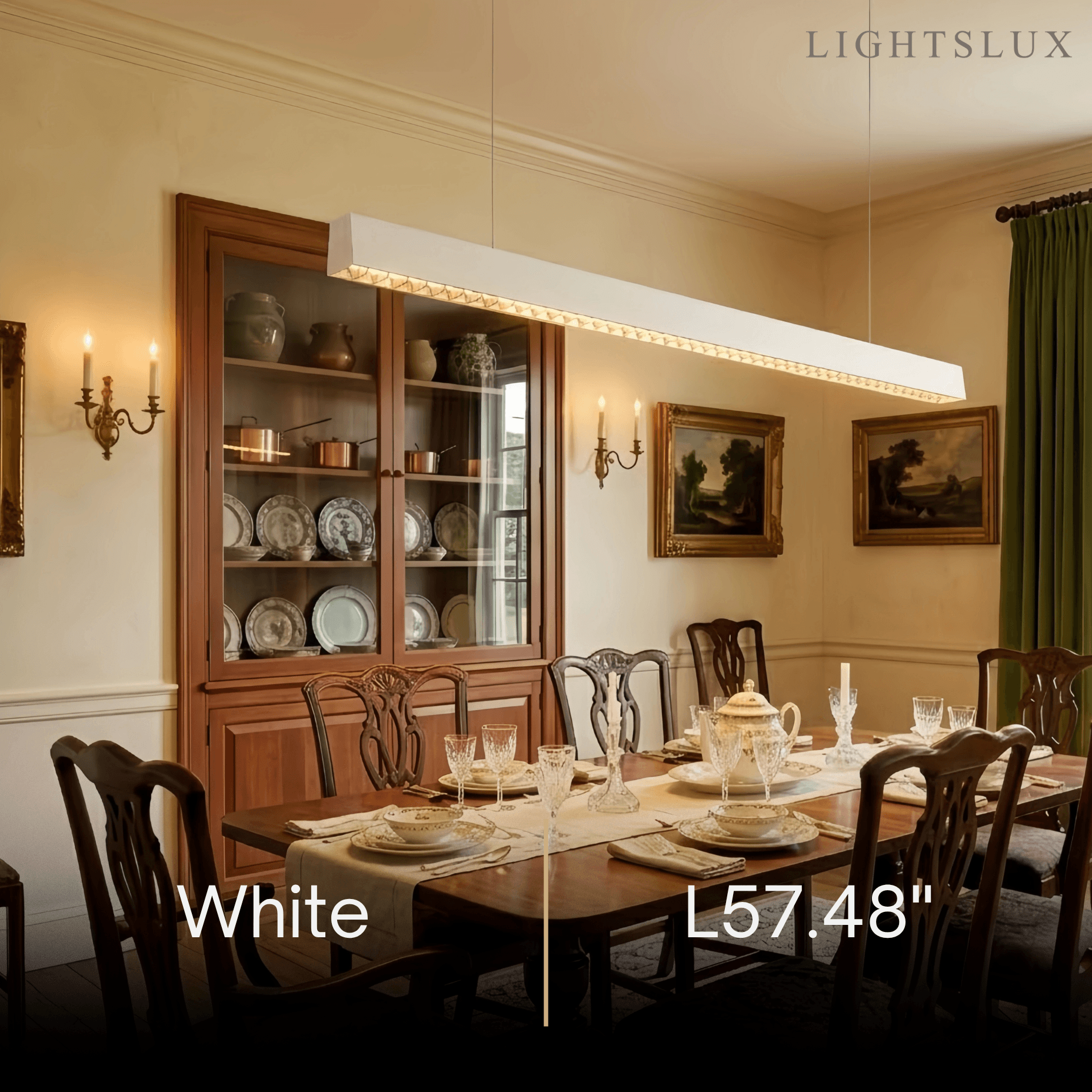 Modern Linear Pendant Light -- Aluminum Acrylic Black or White